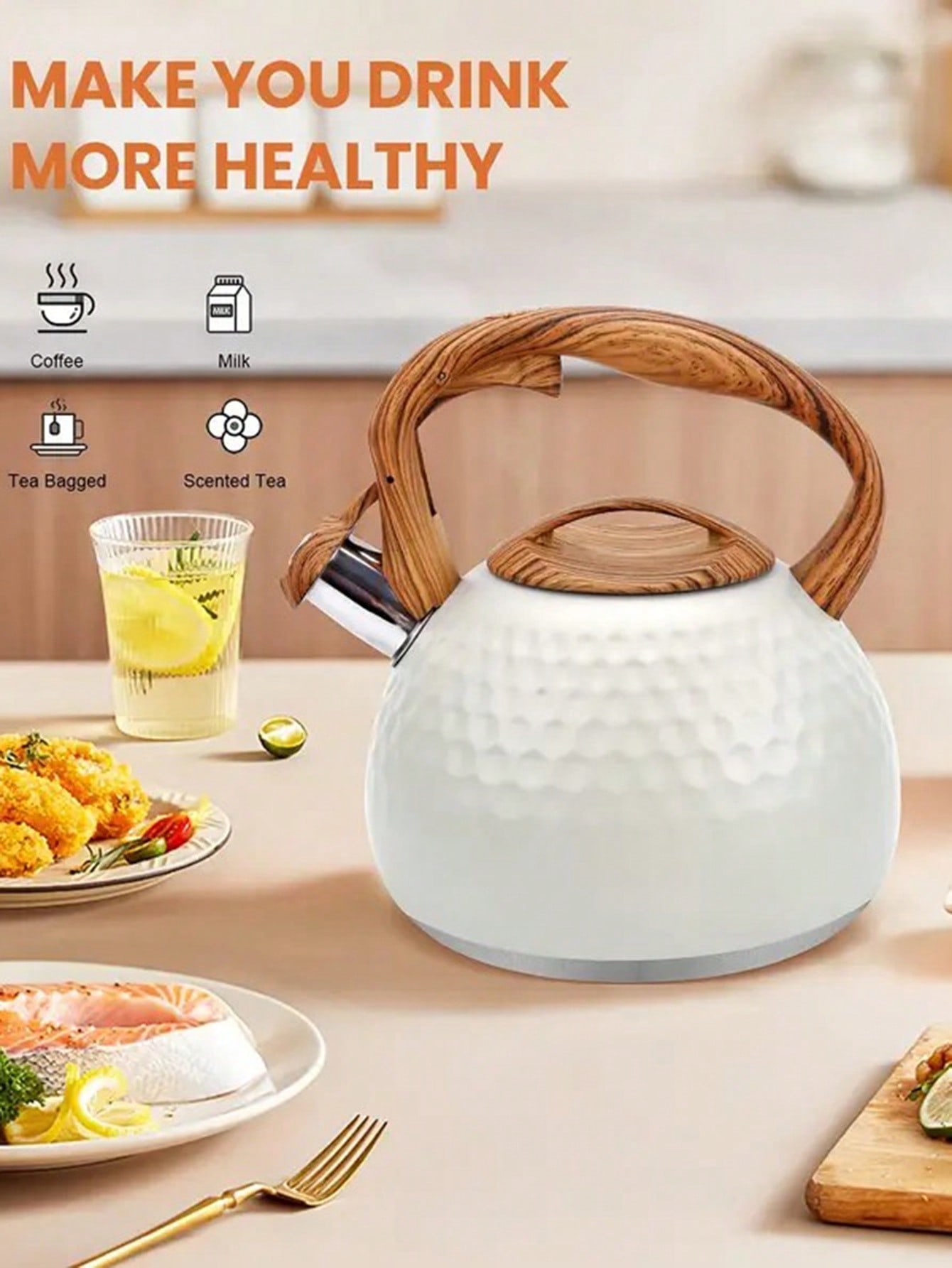 choxila 1 قطعة إبريق شاي، إبريق شاي صافرة من الفول...