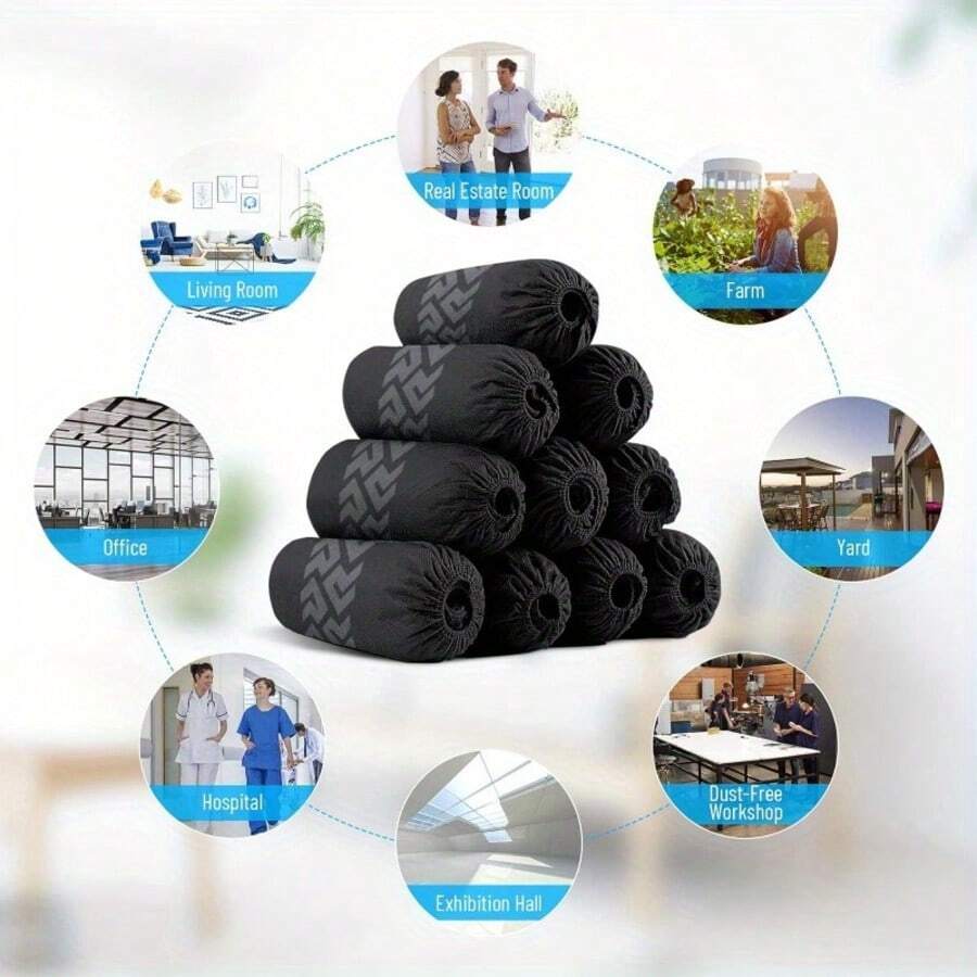 一次性防滑鞋套，室内一次性防滑鞋套，适合美国男士 11 码和美国女士 13 码，无纺布（黑色 50 件套）