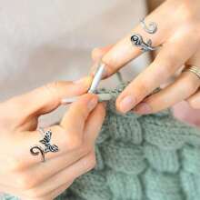 Adjustable Woven Crochet Tension Ring, Silver Color Crochet Ring, For Crochet Knitting, Finger Crochet Ring, Hand Weaving Supplies, Women Crochet Knitting Tools - Multicolor - View 2