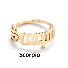 1 pieza Anillo chapado en oro de acero inoxidable para mujer con doce constelaciones, de moda y sencillo, apropiado para el uso diario de joyas de mujer