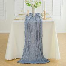 Toalha de mesa com estampa de queijo azul-acinzentado, toalha de mesa de gaze boho, toalha de mesa longa e transparente simples, tecido de gaze, pano de queijo de fazenda, adequado para chá de bebê, casamento, noiva, festa de aniversário, decoração de mesa de jantar
