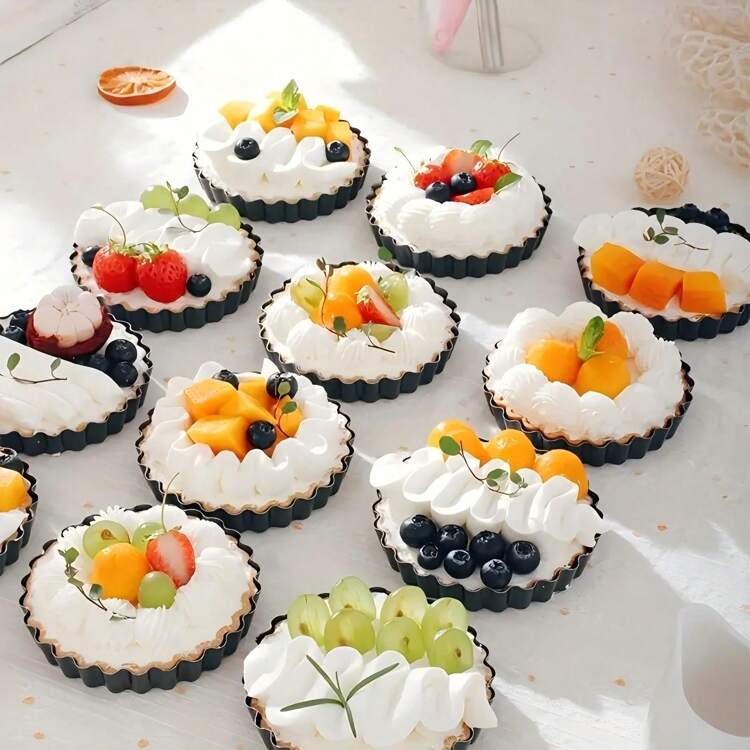 1pc/5pcs/10pcs, Egg Tart Mold, Stainless Steel Round Bottom Cake Mold, Reusable, With Removable Bottom, Suitable For Pie, Baking, Cheese Cake, Dessert - Multicolor - View 4