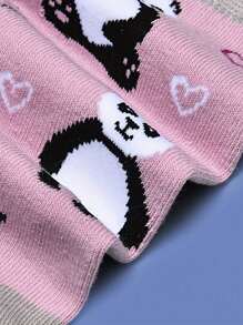 1 双男士粉色熊猫可爱舒适袜子，适合各种场合的百搭款式