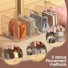 1pc Plastic Clear Bag Storage Divider, Acrylic Closet Finishing Divider, Purse Handbag Storage Rack, Transparent Bag Organizer Stand