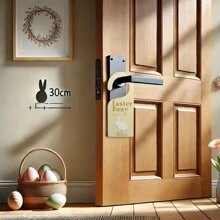 Custom Personalized Easter Door Sign, Easter Rabbit Stop Here Door Plaque - Multicolor - View 3