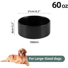 Comedero y bebedero cerámicos antideslizantes para perros grandes, con diseño de "Amante de los perros y mamá de perros", protege la columna cervical (tazón individual de 8 pulgadas, negro) - Negro - Ver 7