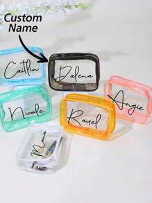 Personalized Makeup Bag, Beach Wedding Gift, PVC Transparent Makeup Bag, Toiletry Bag, Bridesmaid Gift, Summer Vacation, Bachelorette Party,Multi-Functional,Space-Saving,Letter,Striped,Exquisite,Stylish,Tidy,Contracted,Casual,Basics,Colorful,Leisure,Unique,Customized,Personalized,Custom,Ideal Gifts For Her,Girlfriend,Family,Friends,Her,For Anniversaries,For Weddings,For Graduation,For Birthdays,Bathroom,Multi-Functional,Ornamental,Letter,Solid Color,Exquisite,Stylish,Vintage,Modern,Colorful,Leisure,Basics,Casual,Soft,Unique,Customized,Personalized,Custom,Ideal Gifts For Her,Girlfriend,Her,Boyfriend,Friends,Customized Makeup Bags,Street Casual Chic