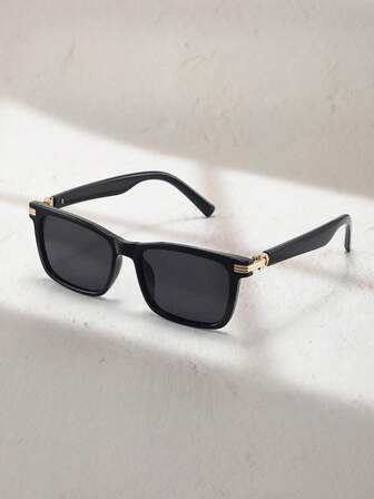 1 Pair Fashionable Retro Square Frame Glasses For Women, Premium Metal Hinges, Tinted Lenses, Unisex For Party, Vacation, Travel, Photography Props, Everyday Casual Wear