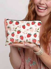 1 Túi đựng đồ trang điểm in họa tiết dâu tây - Túi đựng đồ vệ sinh du lịch bằng polyester nhẹ và không mùi, Túi vải đa năng hoạt hình dâu tây vui nhộn, Túi đựng sạc, Túi đựng đồ trang điểm du lịch thiết yếu - Nhiều màu - Xem 8