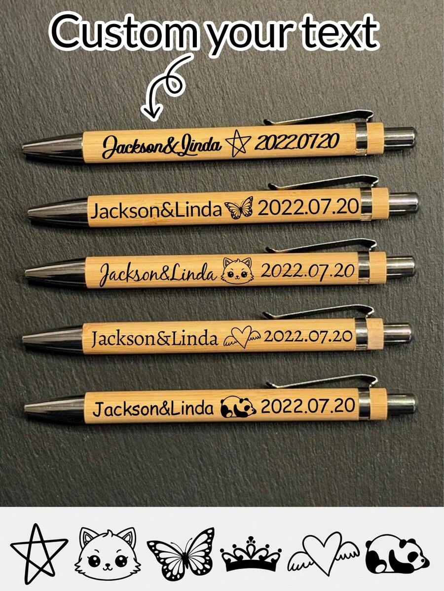 LICVIC 1-160 buc Pixuri cu text gravat personalizat, Rechizite pentru copii pentru școală, Pix cu nume personalizat, Pixuri personalizate din bambus și lemn, Pixuri de scris frumoase personalizabile, Pixuri cu bilă cu scriere fină, Potrivite pentru cadouri de ziua de naștere, Ziua Profesorului, Aniversări, Absolvire, Prieteni, Copii, Elevi, Profesori, Cele mai bune prietene, Bărbați, Femei, Familie, Afaceri, Muncă, Birou, Meșteșuguri personalizate, Reîmprospătarea casei, Casă și locuință, Atmosferă de Crăciun, Suveniruri, Reutilizabile, Adorabile, De înaltă calitate