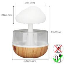 舒缓云朵雨滴香薰加湿器，带夜灯，雾化加湿器带变色灯，情人节礼物 - 彩色 - 查看 4