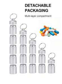 1个铝合金药盒，3/5格安全药品储存容器，密封老年人药盒，急救药盒，可定制金属药盒，口袋大小的药盒，方便户外携带日常药物，防水药品储存盒，迷你金属药盒带钥匙扣，适合户外旅行露营 - 合金款 - 查看 10
