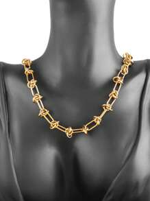 1pc Stainless Steel Asymmetric Chain Necklaces For Women Fashion Silver Gold Color Chain Necklace Men Jewelry Gift - Necklace - View 4