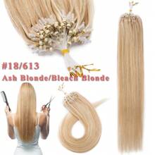 100 Strands Micro Loop Hair Extensions 16-22inch Straight Micro Link Real Human Hair Hair Extensions Invisible Micro Beads Micro Ring Hair Extensions Full Head Highlight - 彩色 - 查看 1