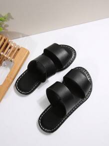 1 Pair Simple Open Toe Sandals With 2 Straps Design