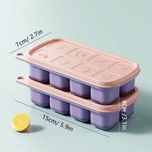 1 件带盖家用冰块托盘，可堆叠软底小冰块模具盒，带 8 个水果槽、婴儿食品、咖啡、饮料、夏季冰箱和托盘、厨房配件