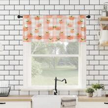1 件/2 件橙色苹果桃子印花装饰窗帘薄纱 52 英寸 * 18 英寸，26 英寸 * 36 英寸乡村风格涤纶杆窗帘套装春季主题四季厨房咖啡店客厅办公室卧室家居装饰窗帘 - 彩色 - 查看 5