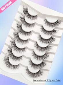 Asiteo 7 Pairs Wispy Faux Mink Cat Eye Lashes, Clear Band 3D Natural False Eyelashes For Daily Work And Dating Eye Makeup - Black - View 6