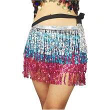Women's Sequined Shiny Belly Dance Hip Scarf Simian Style Flash Dance Hip Scarf Wrap Short Belt Skirt Party Costume Adult Stage DS Performance Belly Dance Waist Chain - Multicolor - View 2