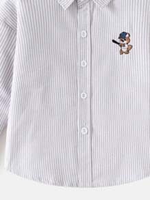 男童长袖刺绣休闲衬衫，春季