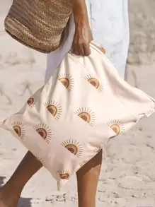 1 件太阳图案便携式储物袋，适用于沙漠徒步旅行和徒步旅行，适用于旅行储物袋、化妆包、化妆包、度假收纳袋、大容量化妆品收纳袋化妆盒，适用于口红、刷子、护肤品、手机、硬币、小物品，适用于家庭、礼物、度假和节日万圣节圣诞节多功能用途，波西米亚风