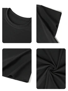 Girls' Casual Printed Round Neck Short Sleeve T-Shirt - A Style Full Of Dance And Artistic Atmosphere, Inspiring Imagination And Self-Expression! Children's Clothing, Girls' Graphic Tee, Summer Top, Teen Fashion - Black - View 2