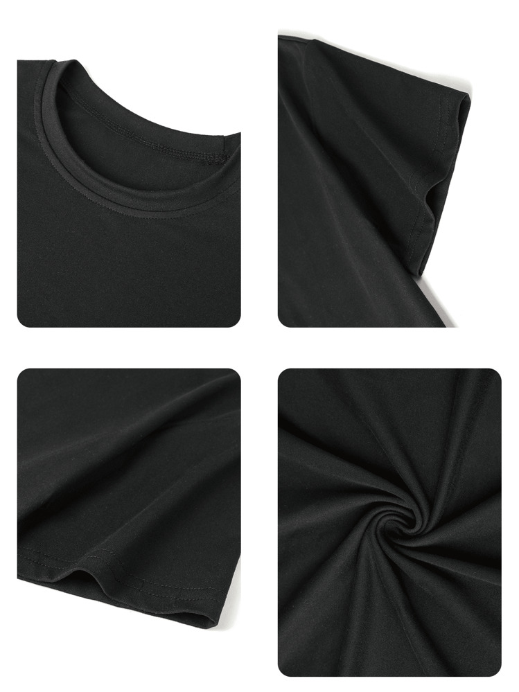 女童休闲印花圆领短袖T恤——充满舞蹈和艺术气息的风格，激发想象力和自我表达！童装，女童图案T恤，夏季上衣，青少年时尚 - 黑色 - 查看 2