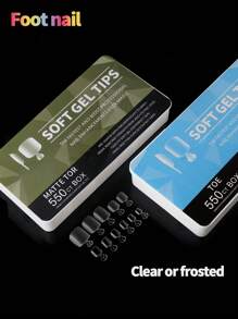 550 قطعة من أطراف الأظافر الشفافة المربعة القصيرة، مجموعة كاملة من أظافر الأصابع الكاملة المطفأة المريحة والملاصقة، لا تظهر أظافر صناعية للأصابع الكاملة، مستلزمات الأظافر