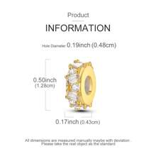 1 chiếc mặt dây chuyền silicon tráng men Cubic Zirconia màu vàng tinh xảo phù hợp với vòng tay 3mm, vòng cổ, hạt trang sức tự làm, đeo hàng ngày - Bạc - Xem 4