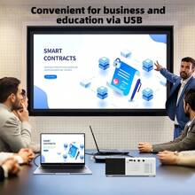 LIPETY Mini Projector,  Portable Projector 1080P Supported For Indoor Outdoor Movies, Phone Projector Compatible With IOS/ Android, Laptop, USB/SD/AV/HD TV Stick/  For Party Gifts, Halloween, Christmas, New Year Gifts, Etc - Black and White - View 9