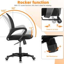 OYAJIA ✨‌Modern Ergonomic Office Chair Adjustable Swivel Mesh Computer Chair With Back Support Arms And Wheels For Home Work And Students Study Black - 黑 - 查看 4