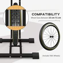 SPORTNOW Bike Rack, Vertical & Horizontal Bike Stand Bicycle Storage Stand With Adjustable Hooks, Fits 6"-28" And 700c Bikes, For Garage Indoor Outdoor Use, Black - Black - View 5