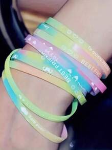 100pcs/50pcs/10pcs Assorted Fluorescent Silicone Bangle Bracelet, 3mm Glow Band For Couples, Suitable For Birthday, Party, Festival, Battery-Free, Silicone Material, Sports-Style Jewelry