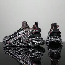 男士休闲时尚运动户外登山鞋，一脚蹬，增高，休闲运动鞋 - 黑與白 - 查看 6