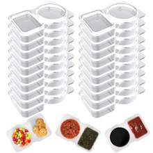 20 piezas Contenedor de condimento de doble compartimento, contenedores de aperitivos reutilizables, contenedores de condimentos con tapas, contenedores para salsas, aperitivos, comida para llevar, viajes y campamentos al aire libre - Multicolor - Ver 7