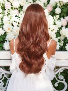 A Stylish 28-Inch Synthetic Heat-Resistant Fiber Wig With Long Orange Curls With Bangs For Women's Wigs Is The Perfect Daily Wear For Holiday Parties