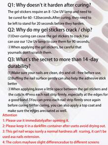 20片法式半固化凝胶美甲贴纸，白色、黑色、粉色可选，自粘式全覆盖美甲贴纸，包含1个指甲锉，持久耐用，UV凝胶美甲贴纸，适合女性和女孩日常美甲装饰，美甲用品。 - 彩色 - 查看 11