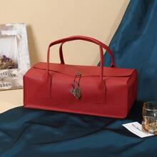 Imitation Leather Red Wine Gift Box, Large Capacity, Portable, New Chinese Style, Suitable For Mother's Day, Weddings, Thanksgiving, New Year, Bridal Parties, Birthdays, Housewarming, Father's Day, Multifunctional Storage Bags, Party Souvenirs, Red Wine Gift Bags