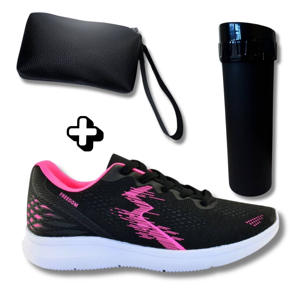 2025 Launch Promotional Kit: Women's Sports Shoes Ideal For Walking And Running + Handbag And Toiletry Bag + Thermal Cocktail Bottle
