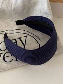 1/4/5 Pcs Girls Fashion Wide Knitted Striped Headband, New Solid Wide Edge Hairband Hair Accessory For Daily Use - Multicolor - View 9