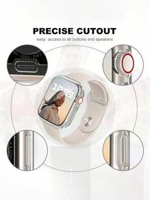 3pcs Protective Case, 360° Full Coverage Waterproof Anti-Slip Shockproof TPU Bumper Protective Cover Compatible With Apple Watch 49mm 45mm 41mm 44mm 40mm 42mm 38mm Series 9 Ultra 8 7 6 SE 5 4 3, Watch Accessories - Transparent 3PCS - View 3