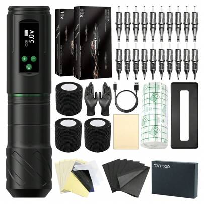 纹身套装 T-Rex 无线纹身机套装 永久化妆纹身机套装 无芯电机 1600mAh 纹身枪套装
