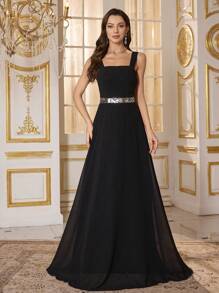 SUPGIR Strapless Sequins Embellished Dress, Convertible To Long Sleeve Gown, Elegant Evening Party Dress - Black - View 4