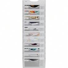 12 Tier A4 Mesh In Tray Wall Pocket File Holder Hanging Mail Organiser Magazine Storage Rack,White - White - View 3