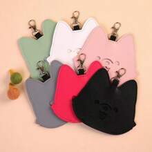 Cute Cartoon Dog Poop Bag With Leash Holder, PU Leather, Korean Style, Pet Cleaning Waste Bag