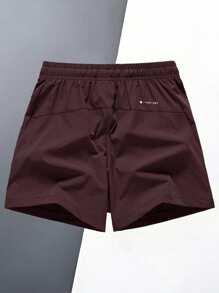 男女通用运动休闲短裤，适合健身、篮球、跑步、马拉松、瑜伽等运动，透气速干，适合户外游泳、海滩等夏季穿着。 - 酒紅色 - 查看 3