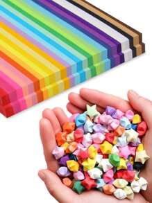 540/1080 Pcs Star Origami Papers, 27 Colors Star Paper Strips, Double Sided Folding, Solid Lucky Star Decorative Papers, DIY, Colorful Paper Confetti, Stars - Multicolor - View 2