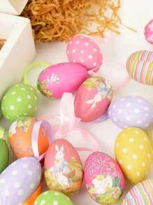 1/4/12 件泡沫复活节彩蛋复活节快乐派对家居装饰品彩色兔子鸟蛋挂饰 DIY 工艺品儿童礼物玩具 - 彩色 - 查看 4