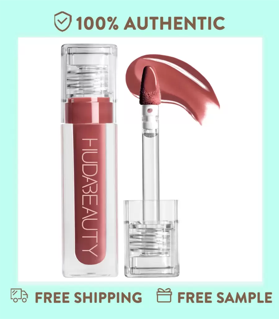 HUDA BEAUTY Lip Gloss Plumper For Fenty Beauty High-Shine Non-Sticky Formula With Vitamin E Lip Filler Effect & Hydrating Gloss 0.13 Oz/3.9 ML-Faux Filler Shiny Non-Sticky Lip Gloss-Size 0.13 Oz / 3.9 ML - Bombshell - 查看 1