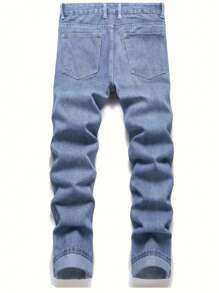 Vaqueros de color liso con bolsillos inclinados para hombre de Manfinity - Azul - Ver 2